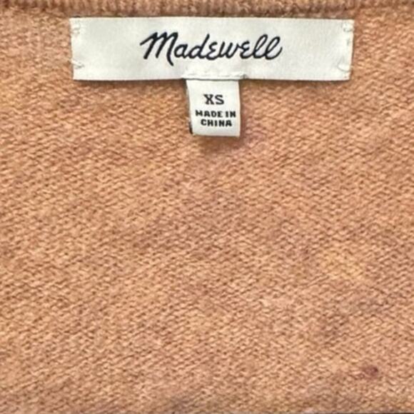 Madewell Kent Open Front Cardigan Sweater Slouchy Fit Wool Blend Brown Size XS - Picture 6 of 9
